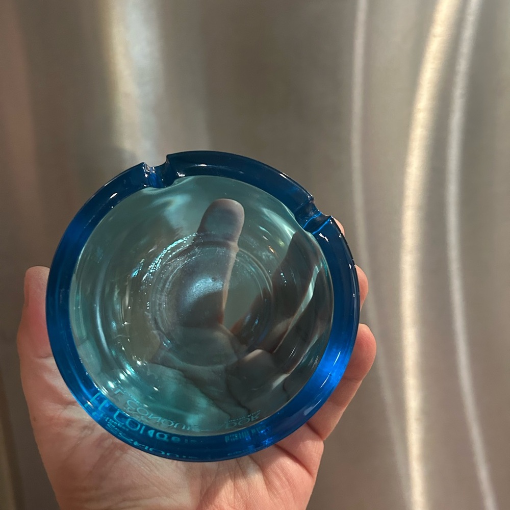 El Conquistador Blue Glass Bowl Ashtray - Picture 3 of 4